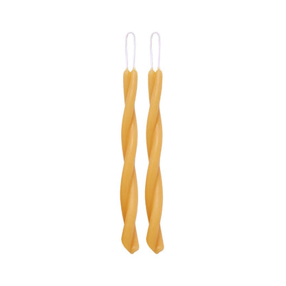 Natural—Set of 2 Twisted Taper Candles 100% Pure Beeswax