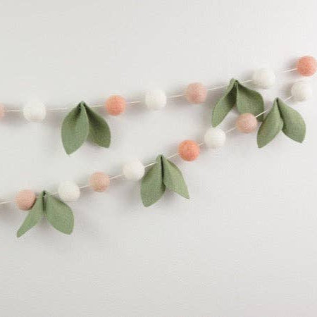 Blush Bloom Felted Wool Pom Pom Garland