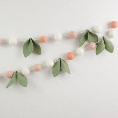 Blush Bloom Felted Wool Pom Pom Garland