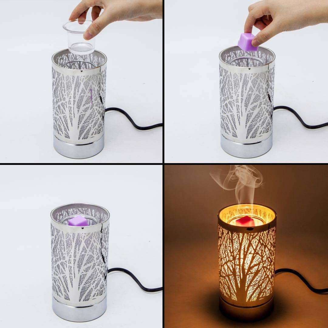 Silver Cardinals Touch Lamp Wax Warmer & Oil Burner