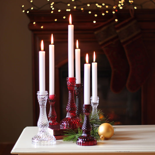 Red Bella Candle Holders—Tall 8 1/2" High