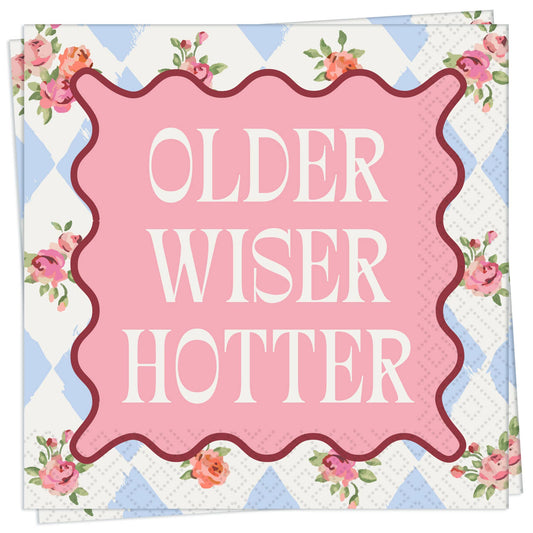 Older Wiser Hotter Cocktail Napkin