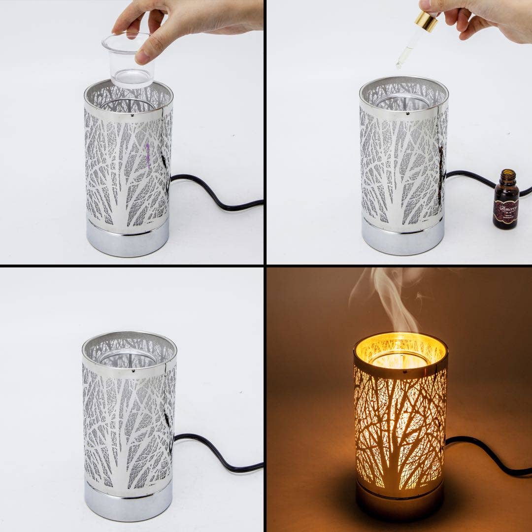 Silver Garden Touch Lamp Wax Warmer & Oil Burner