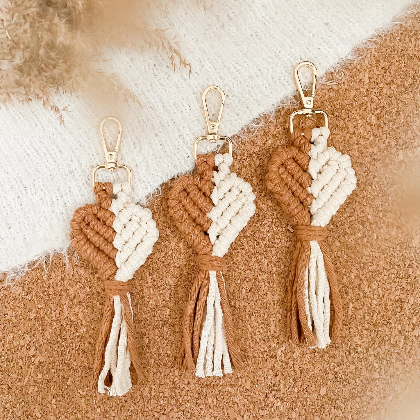 Macrame Heart Key Chain