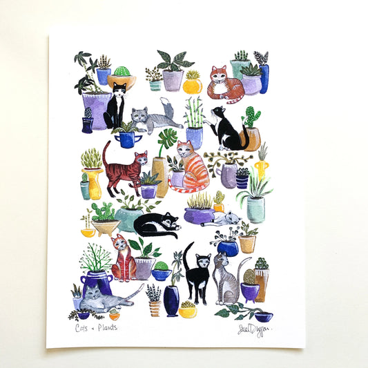 Cats & Plants—Wall Print