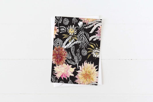 Dahlias on Black Background - Greeting Card
