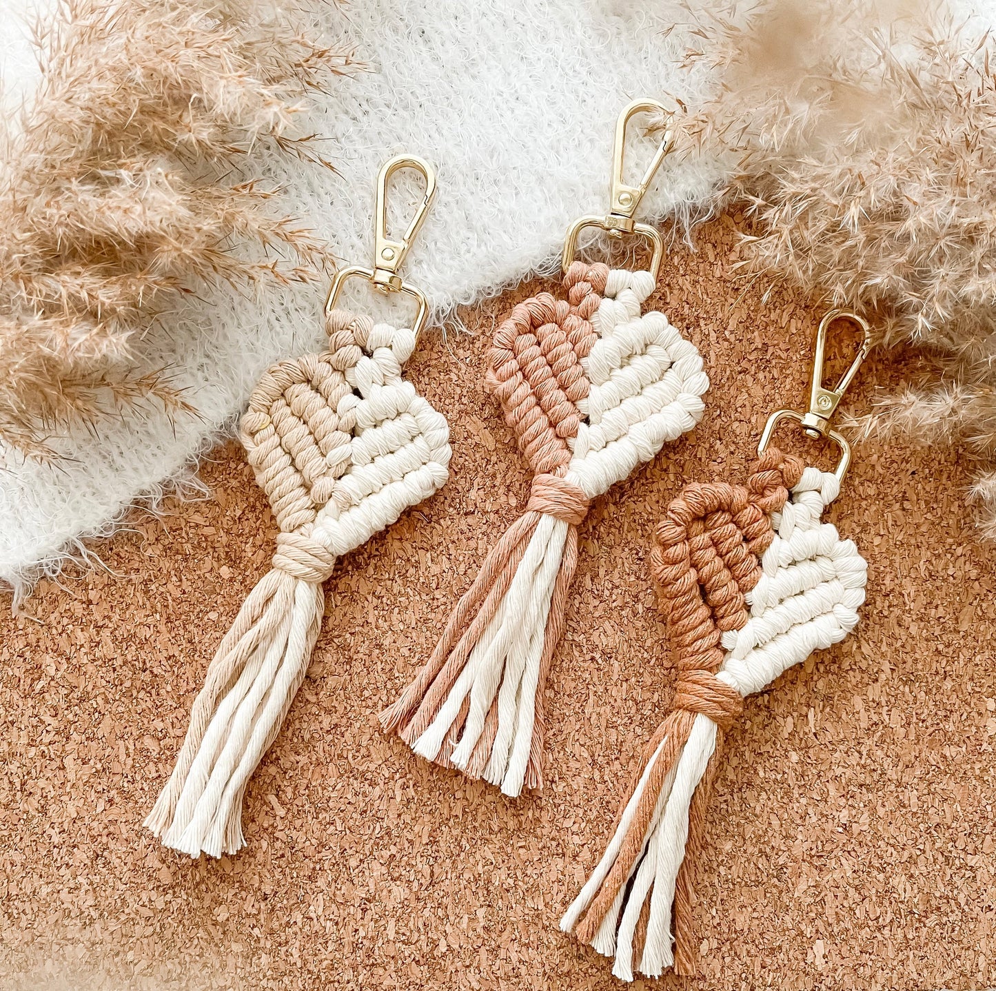Macrame Heart Key Chain