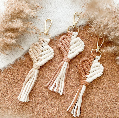 Macrame Heart Key Chain