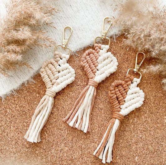 Macrame Heart Key Chain