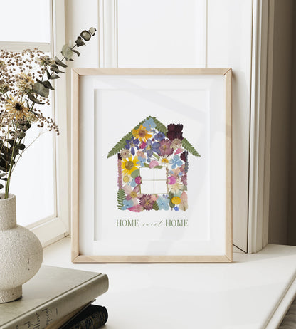 Home Sweet Home—Pressed Flower Wall Print