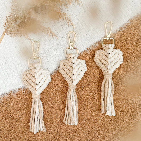 Macrame Heart Key Chain