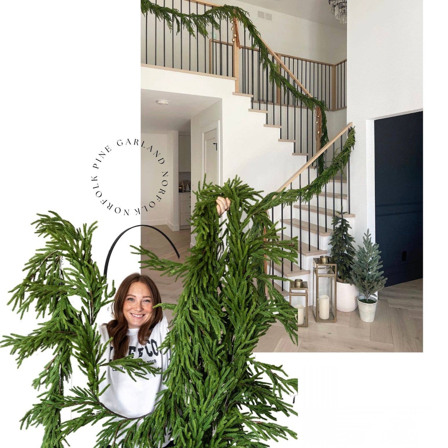 Norfolk Pine Faux Garland Real Touch—15ft
