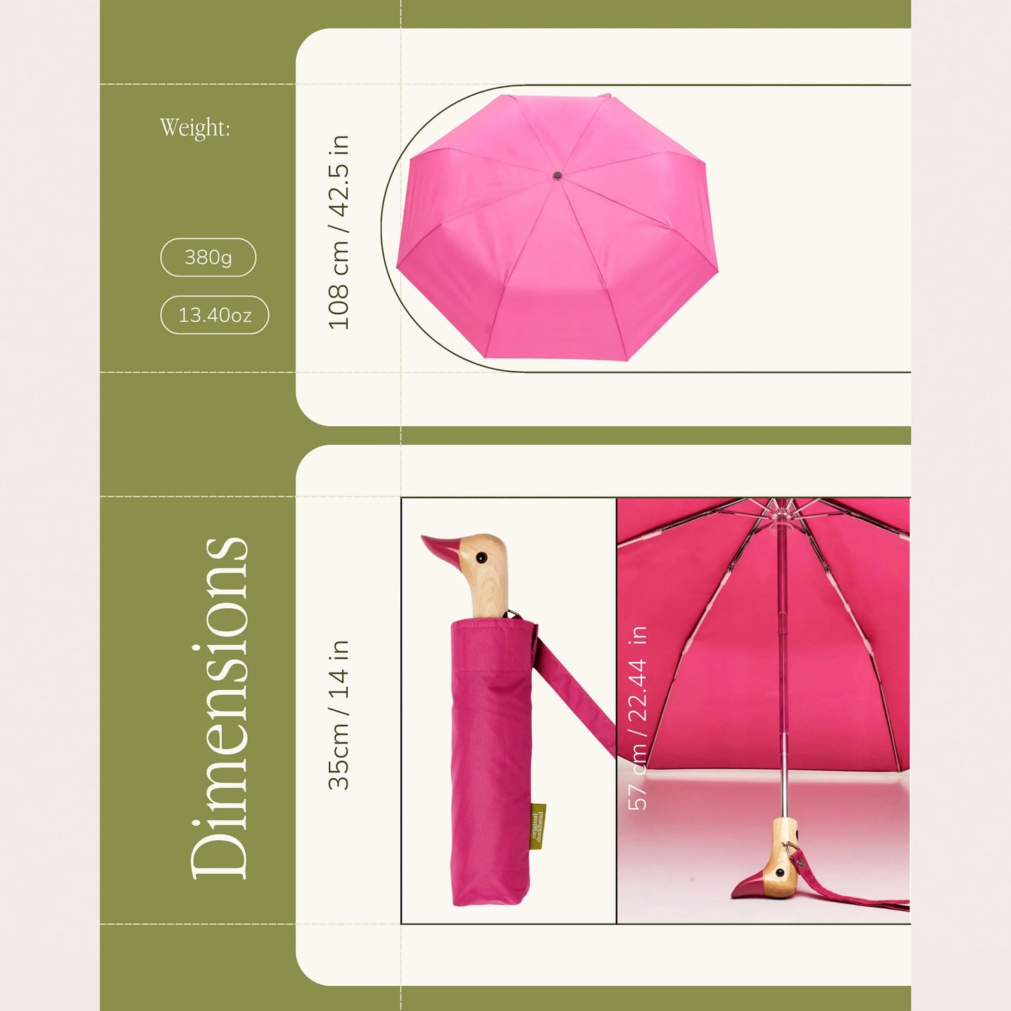 Eco-friendly Compact Duck Umbrella—Solid Colours
