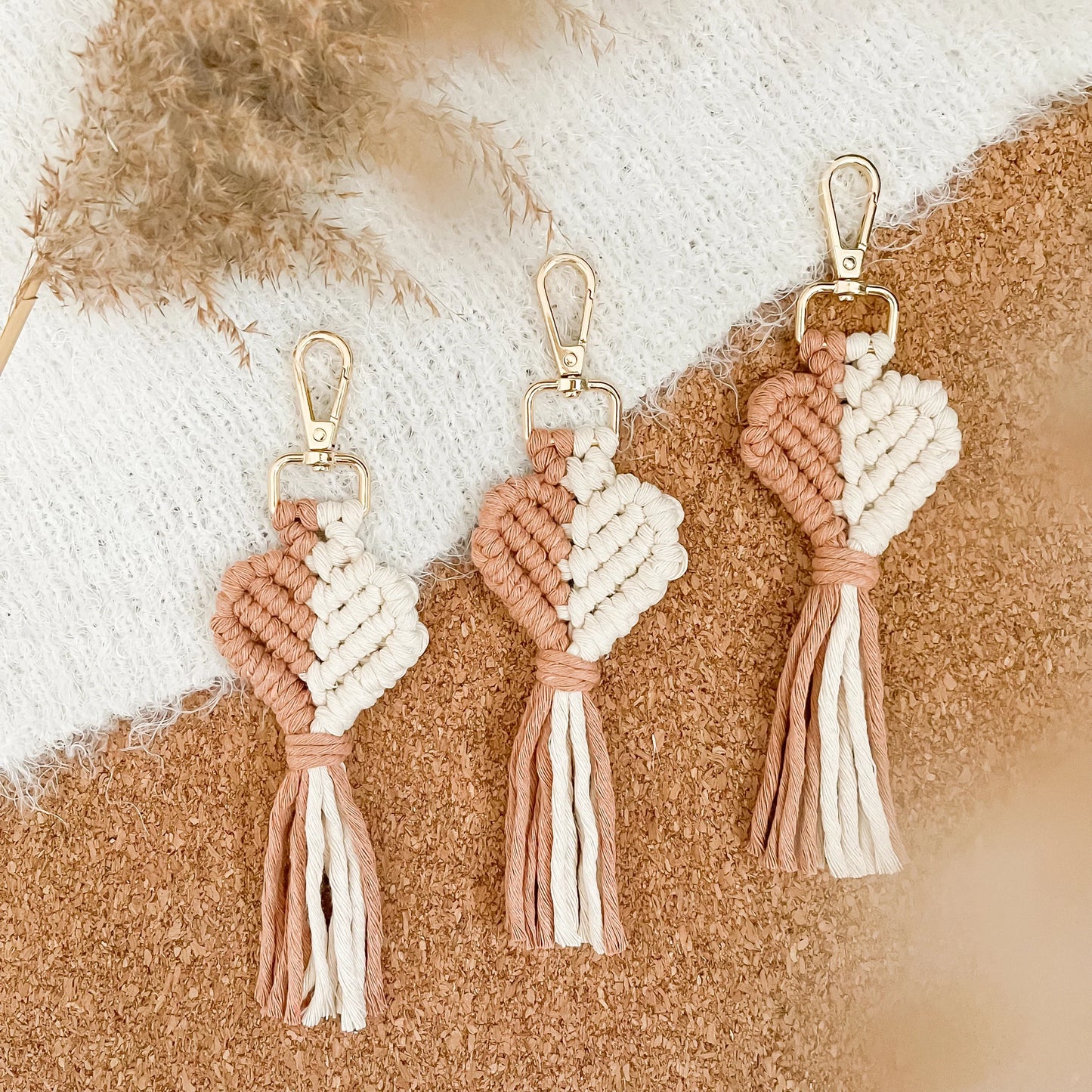 Macrame Heart Key Chain