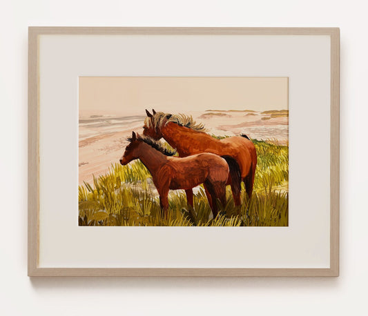 Two Sable Island Horses at Sea—Art Print