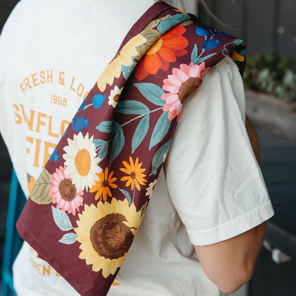 Fall Flowers Tea Towel