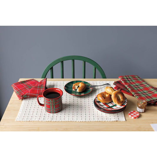 Natural Red Green Ribbed Christmas Placemat