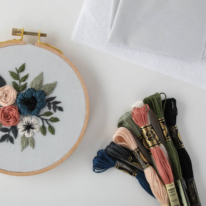 5" Confident Beginner Floral Embroidery Kit - Blue Blossom