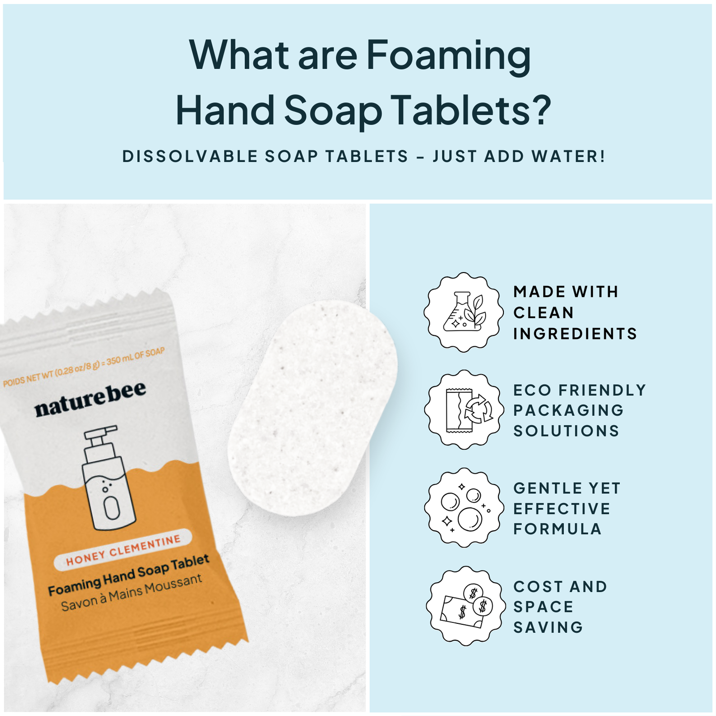Honey Clementine Concentrated Foaming Hand Soap—Single Tablet