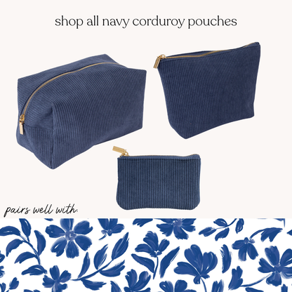 Navy Corduroy Coin Pouch