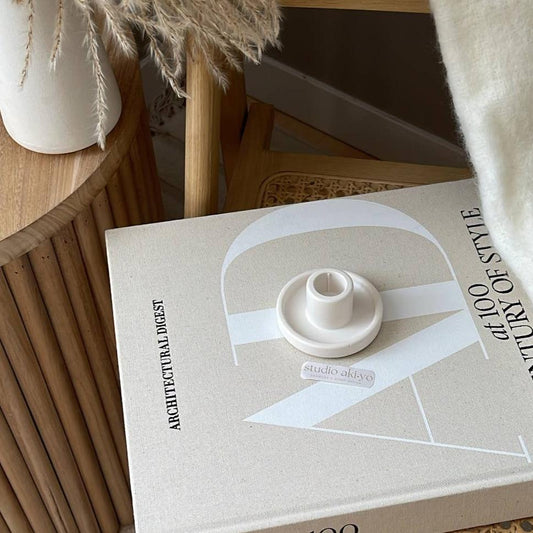 Minimalist Candlestick Holder—Cream White