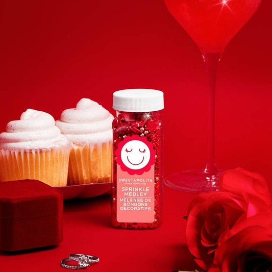 Roses are Red Sprinkle Medley Deluxe: 100g/3.5oz(4oz Volume) Bottle