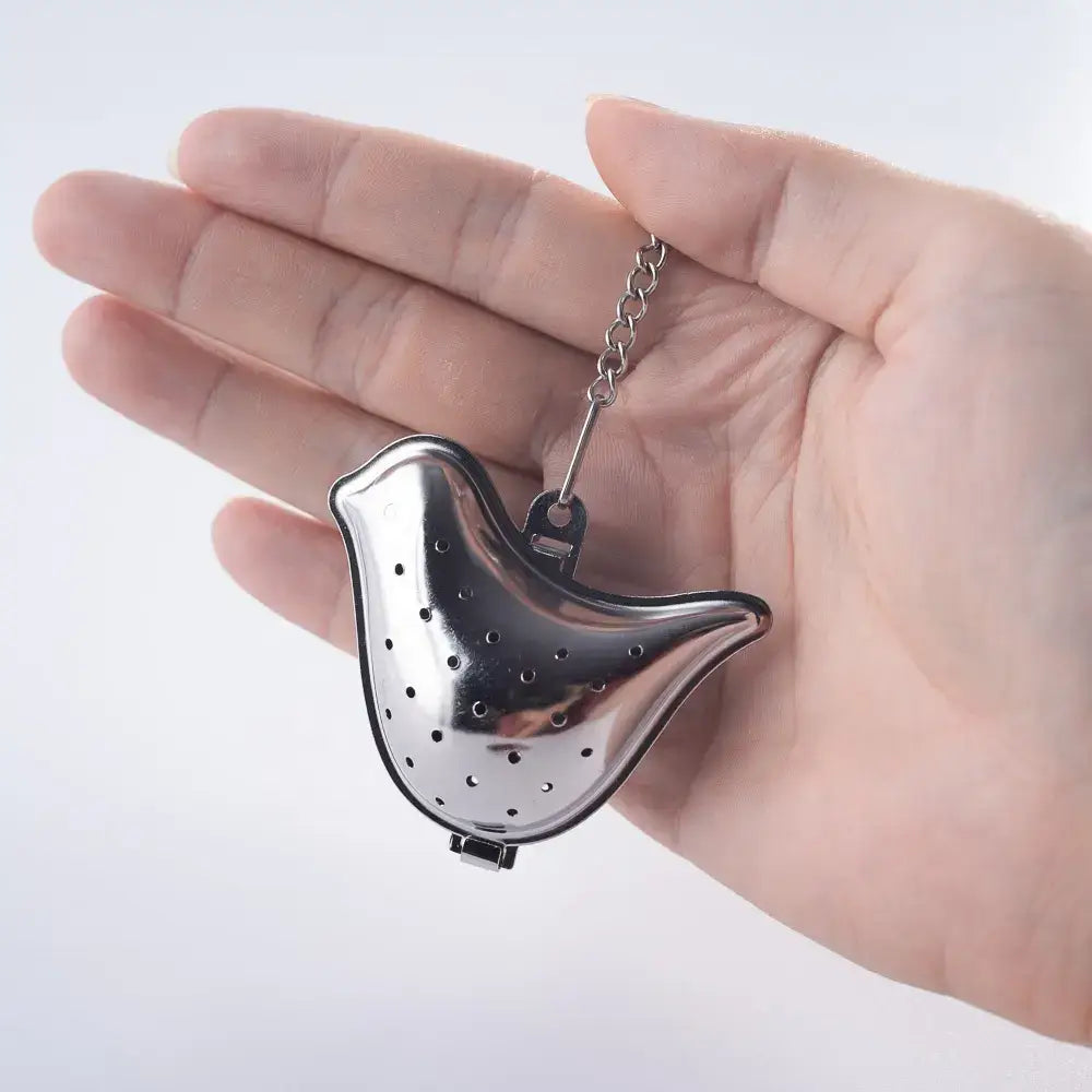 Bird-Shaped Stainless Steel Tea Infuser with Drip Tray: Silver