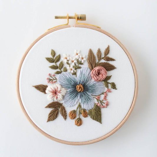 5" Intermediate Floral Embroidery Kit - Periwinkle Dreams