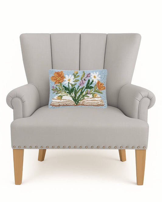 Flower Book Wool Hook Pillow
