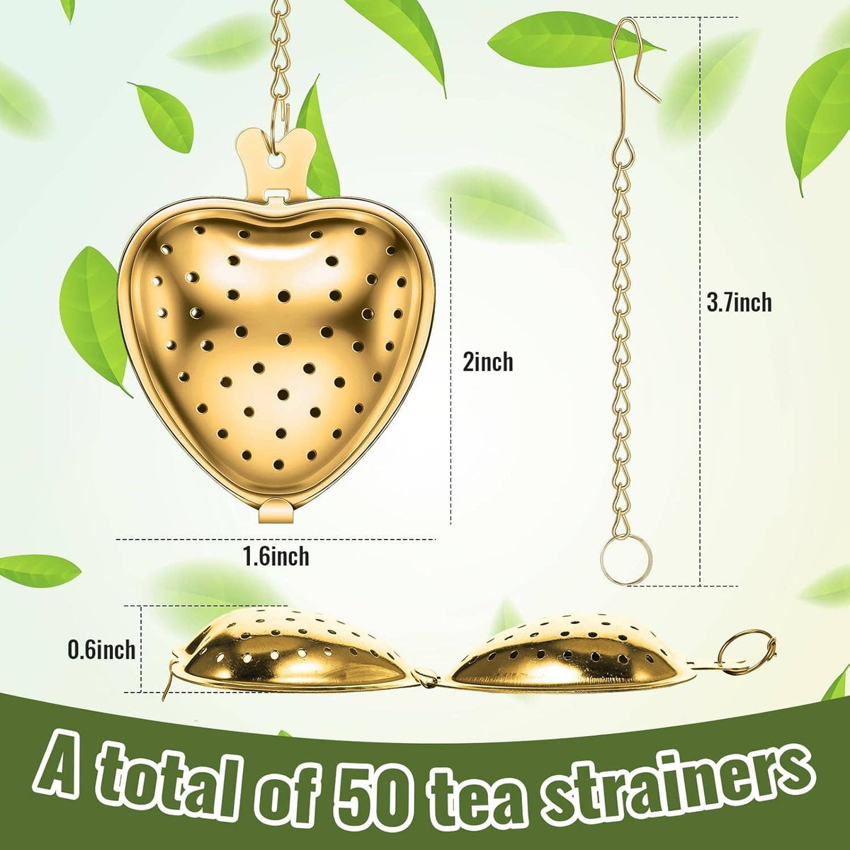 Heart-Shaped Gold Tea Infuser for Loose Leaf & Spices