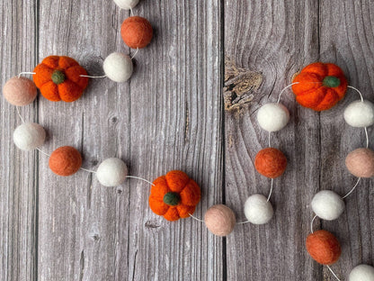 Pumpkin Pom Pom Garland—5 feet