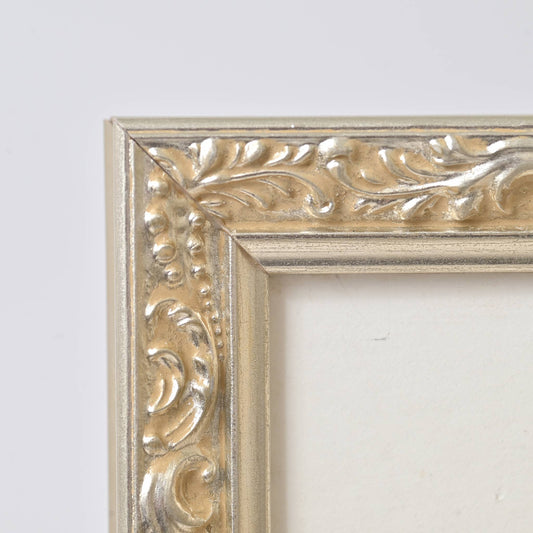 Water Gilded Bright Silver Finish On Ornate Motif—11X14