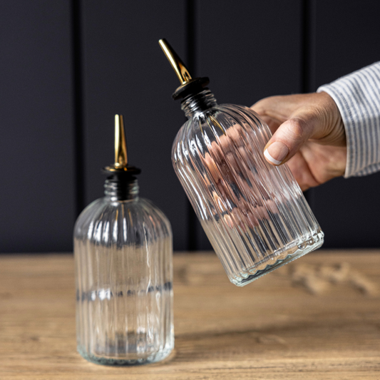 Scallop Olive Oil & Vinegar Glass Bottles