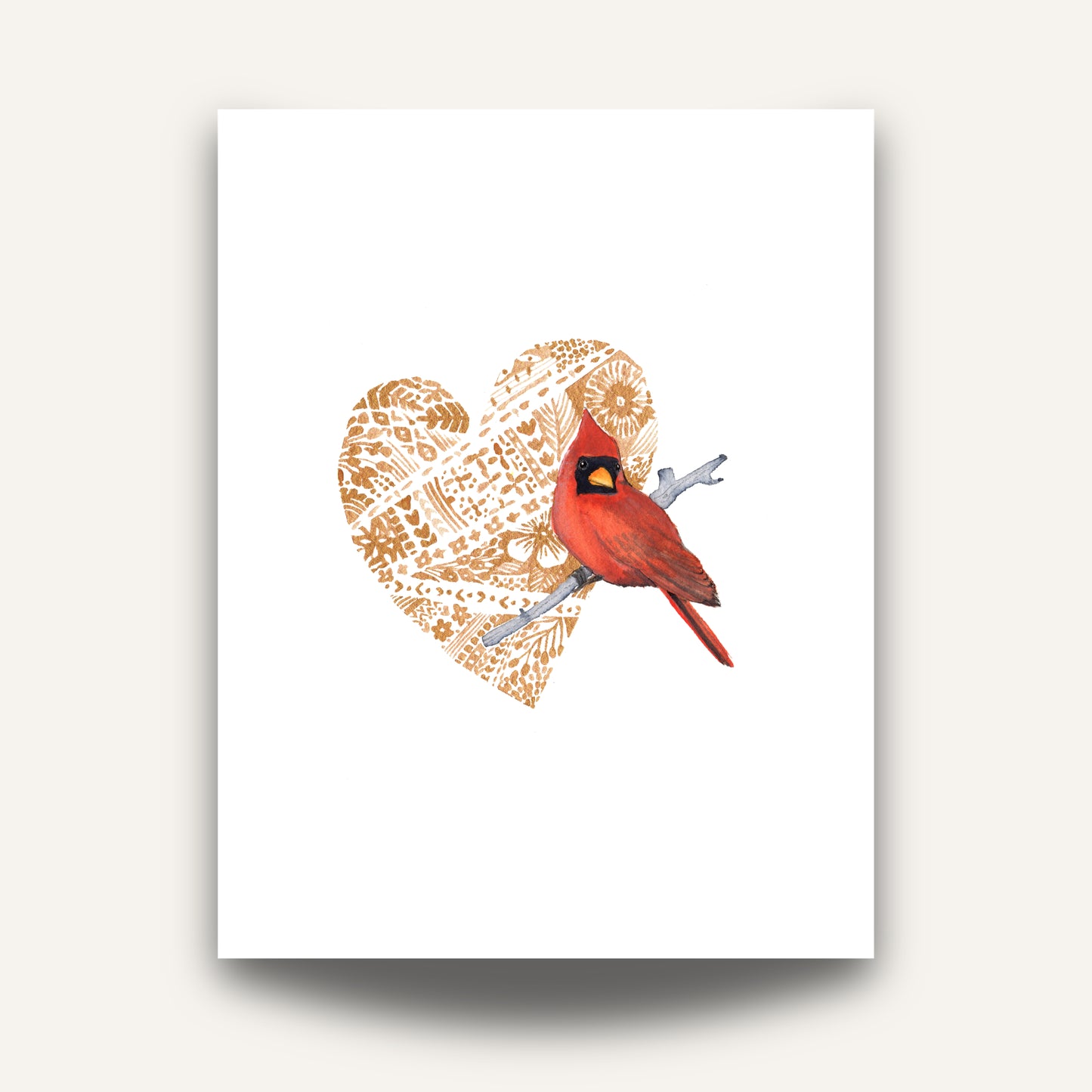 Cardinal & Heart Wall Print by Sarah Duggan