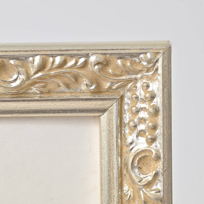 Water Gilded Bright Silver Finish On Ornate Motif—11X14