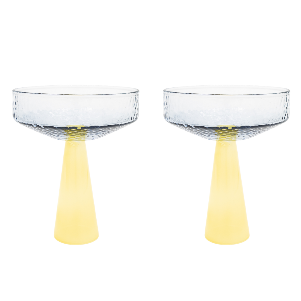 Blue & Topaz Champagne Coupe Claude—set of 2