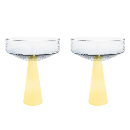 Blue & Topaz Champagne Coupe Claude—set of 2