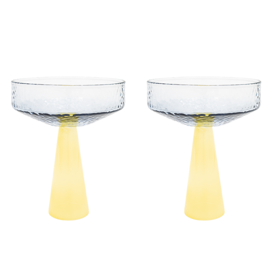 Blue & Topaz Champagne Coupe Claude—set of 2
