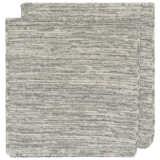 Jade Green Hand-Knit Cotton Dishcloths–Set of 2