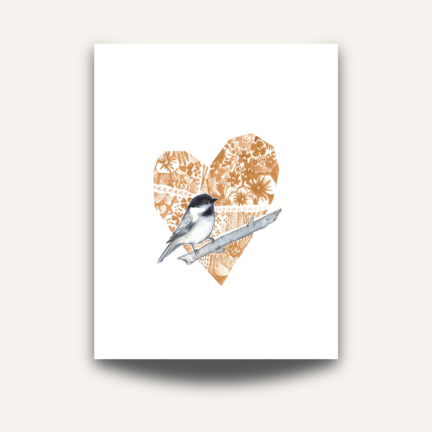 Chickadee & Heart Wall Print by Sarah Duggan