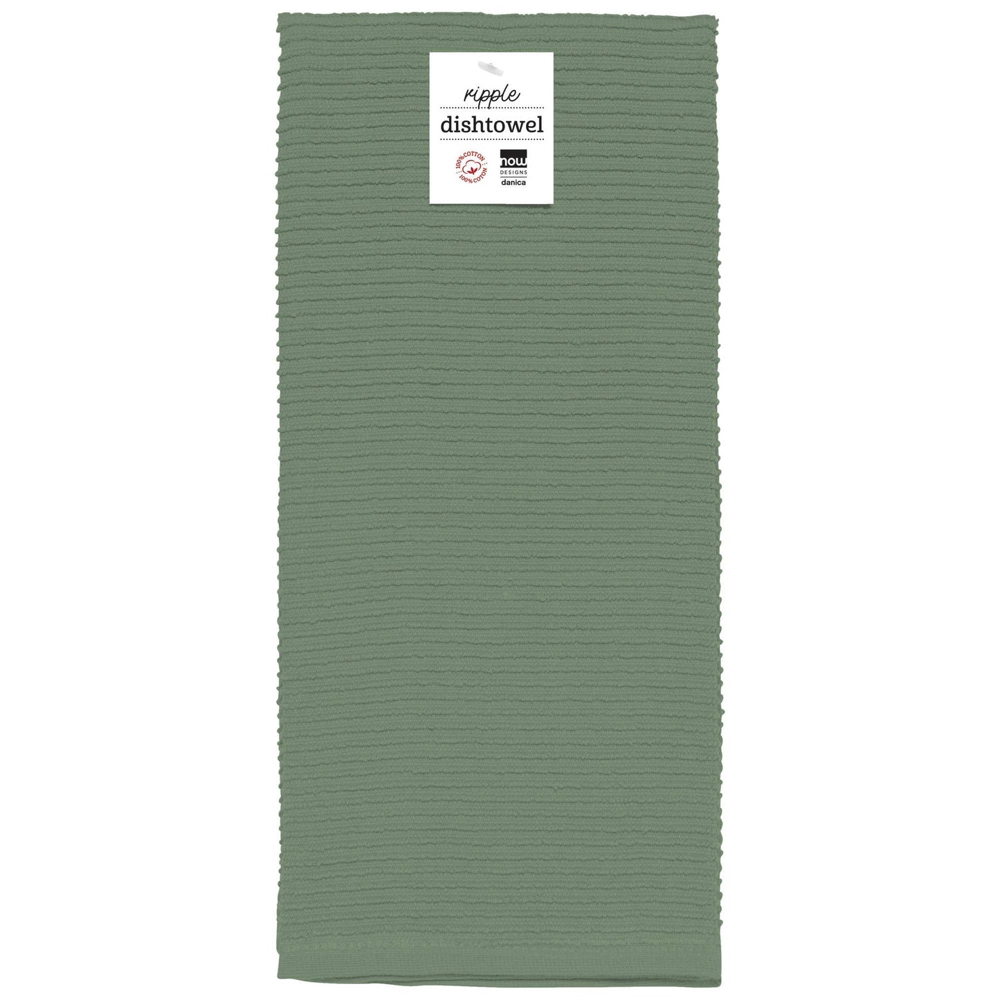 Ripple Elm Green Turkish Cotton Dishtowel