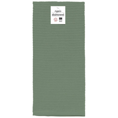 Ripple Elm Green Turkish Cotton Dishtowel