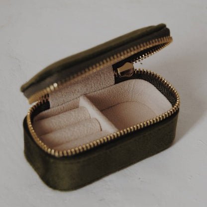 Velvet Travel Jewelry Box in Forest