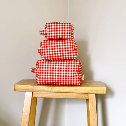 Mini Red Gingham Toiletry Bag