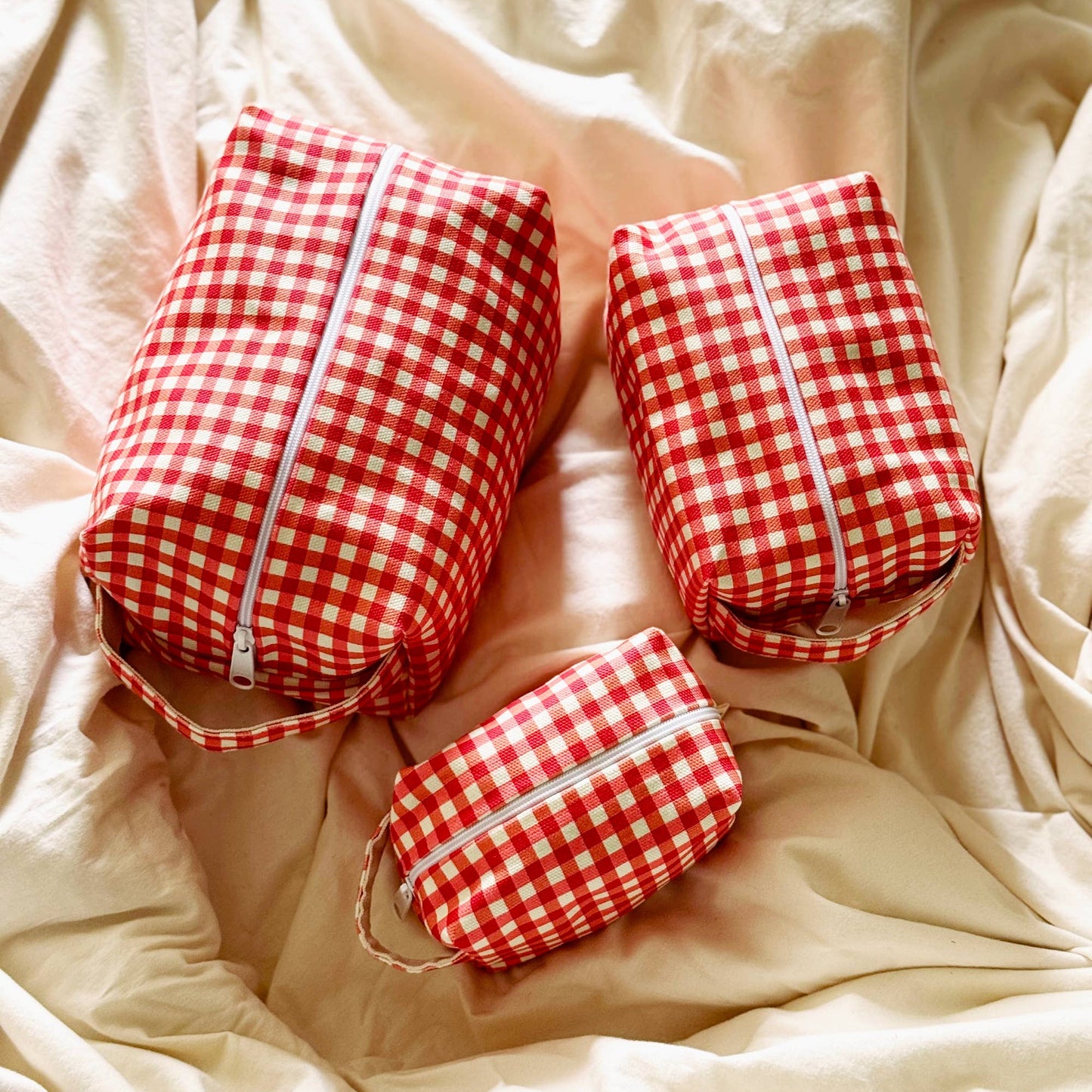Large Red Gingham Toiletry Bag