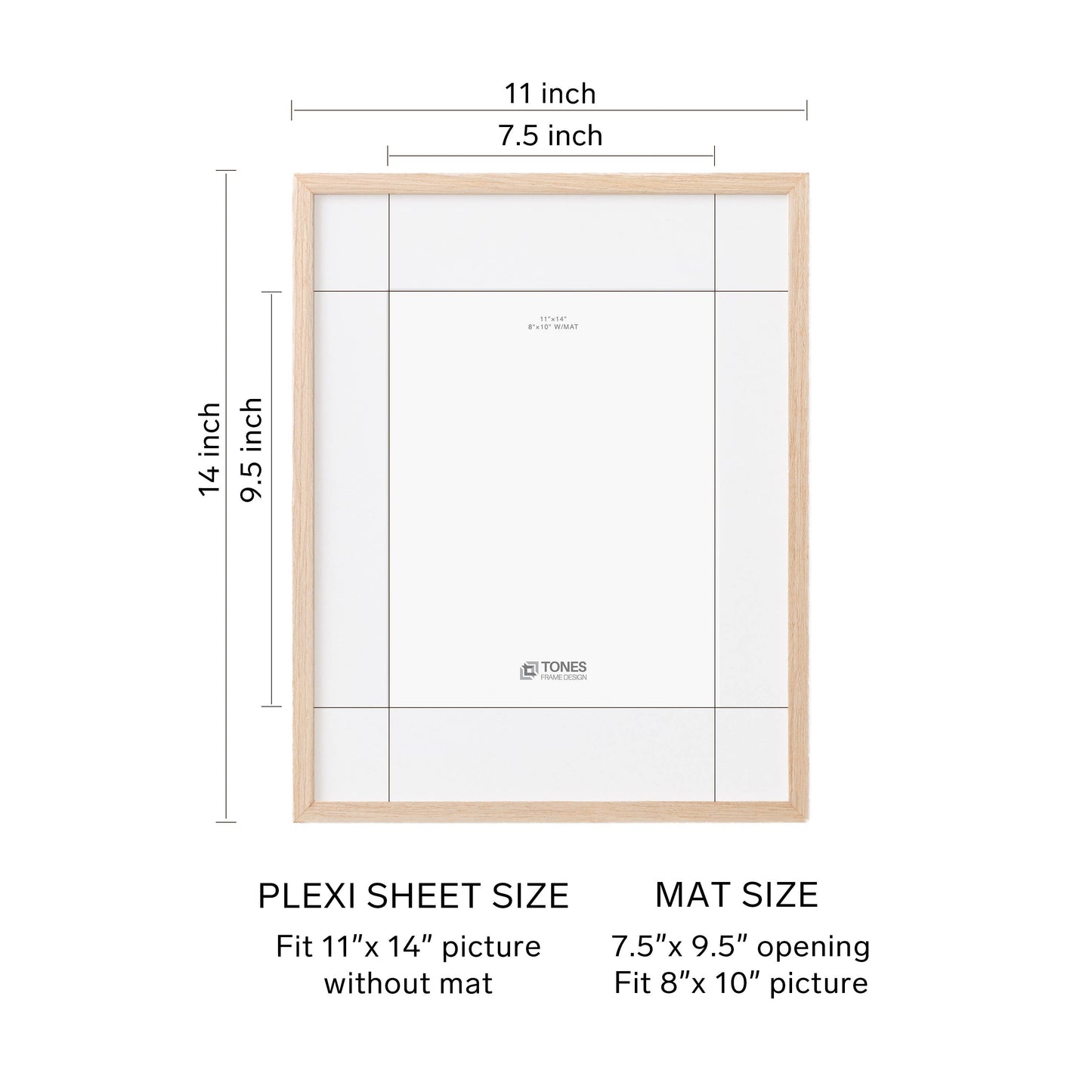 11x14 Natural Dryades Wooden Frame