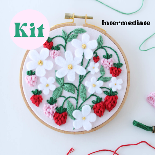 5" Advanced Beginner Hand Embroidery Kit - Strawberry Patch