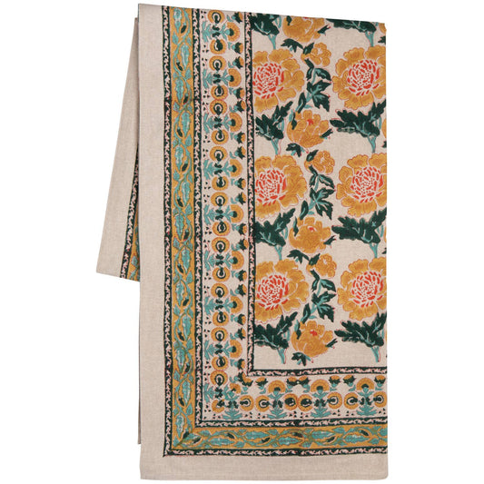 Goldenrise Block Print Tablecloth 60 x 84 inch