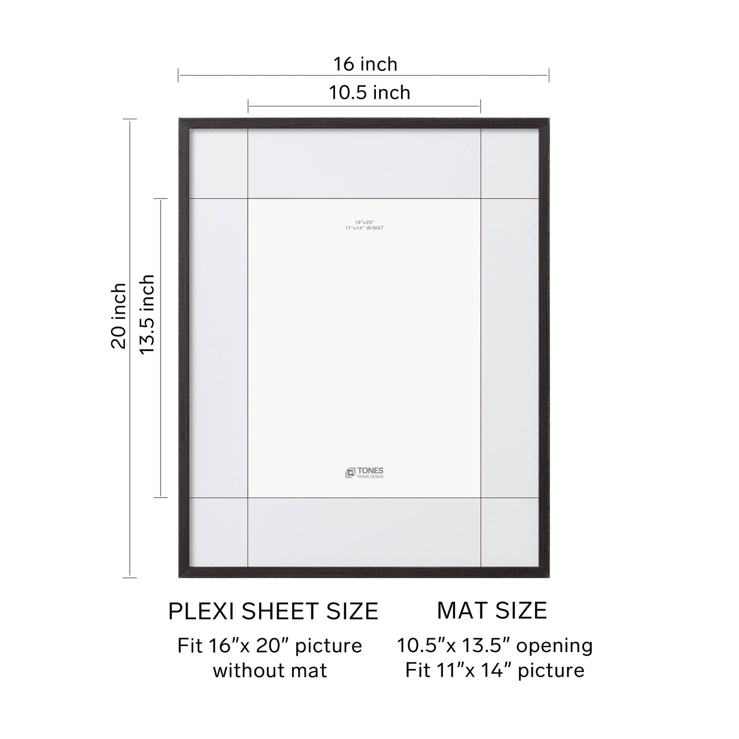Black 16x20 Dryades Wooden Frame