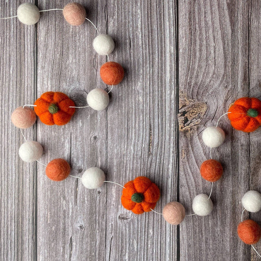 Pumpkin Pom Pom Garland—5 feet